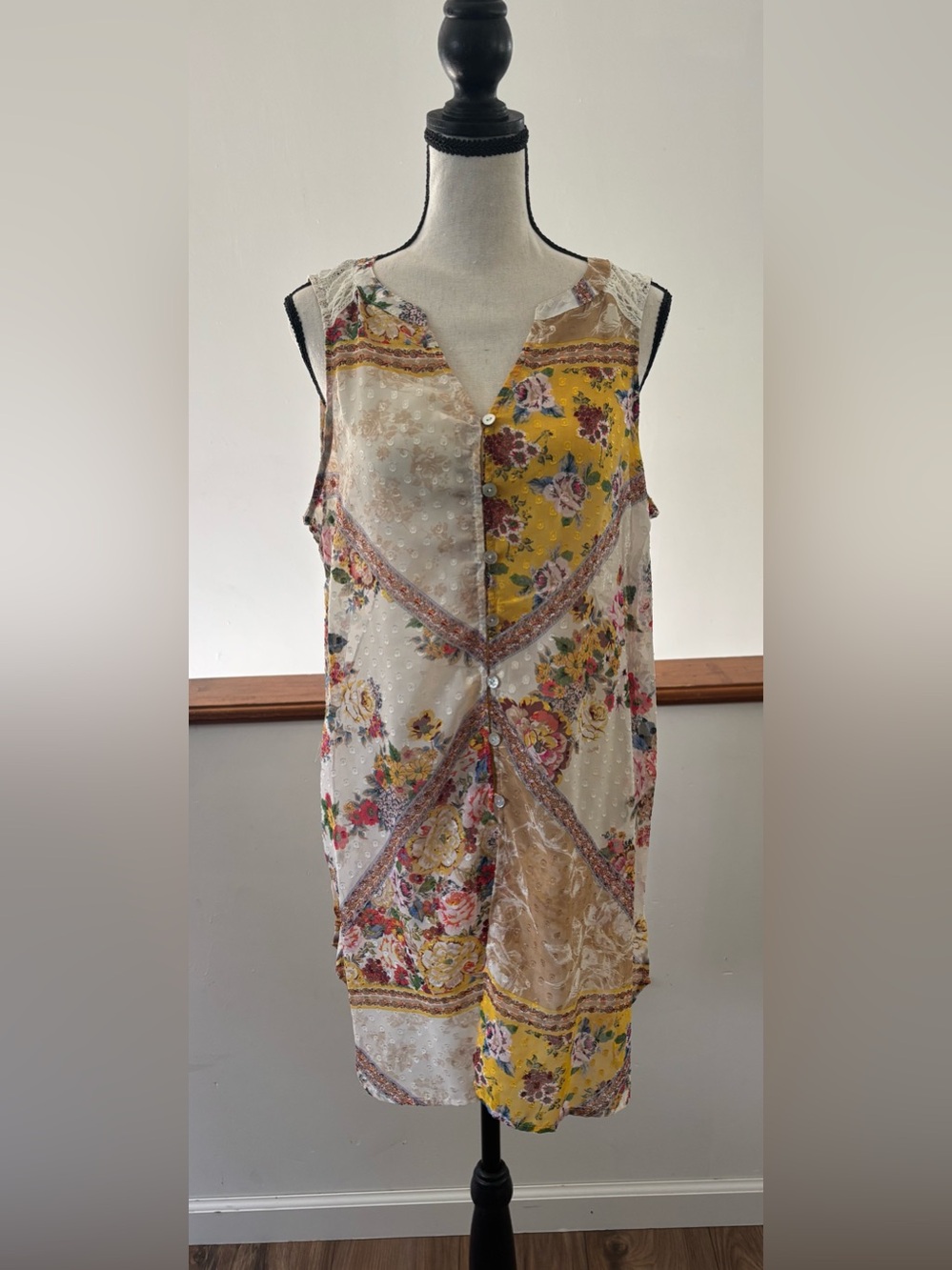Olive Hill Lace Swiss Dot Boho Tunic Top
